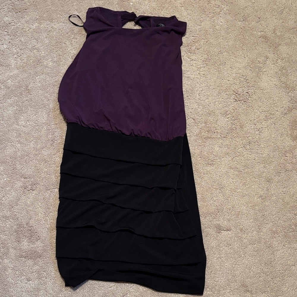 Enfocus Studio Asymmetrical Dress in Purple and Black